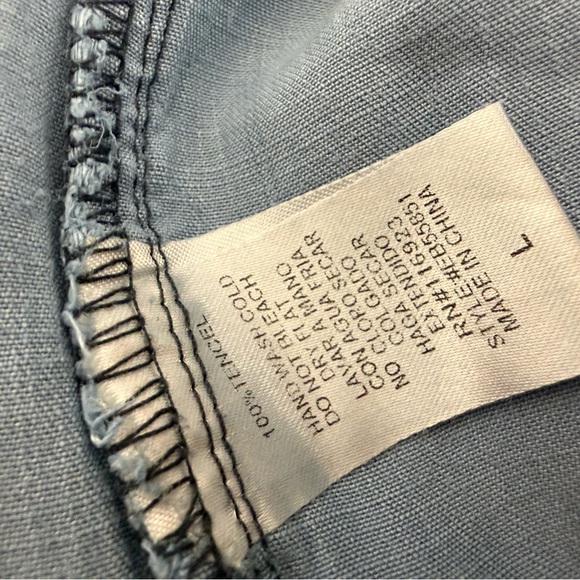 Easel light blue chambray denim wide leg elastic waist pull on pants size Large - Picture 10 of 13